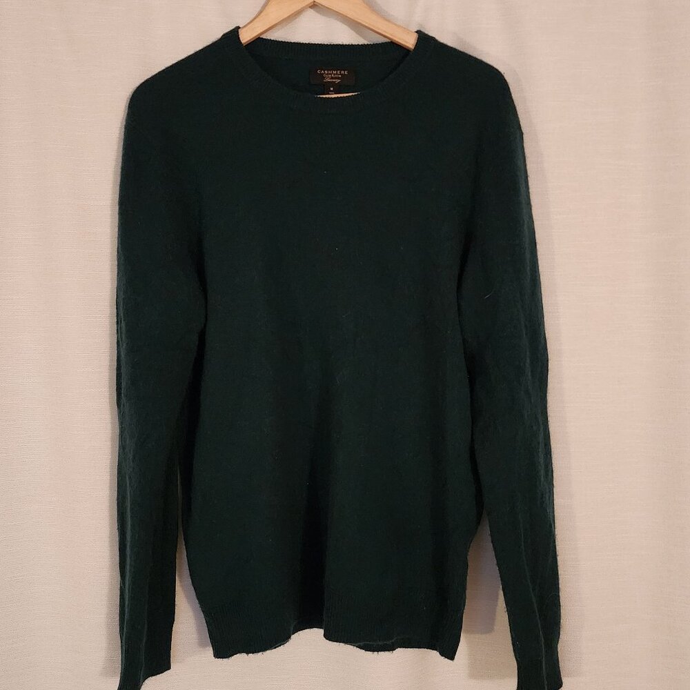 Men’s 100% Cashmere Sweater by Club Room Lux Size Medium Pine Forest Dark Green - Picture 3 of 5